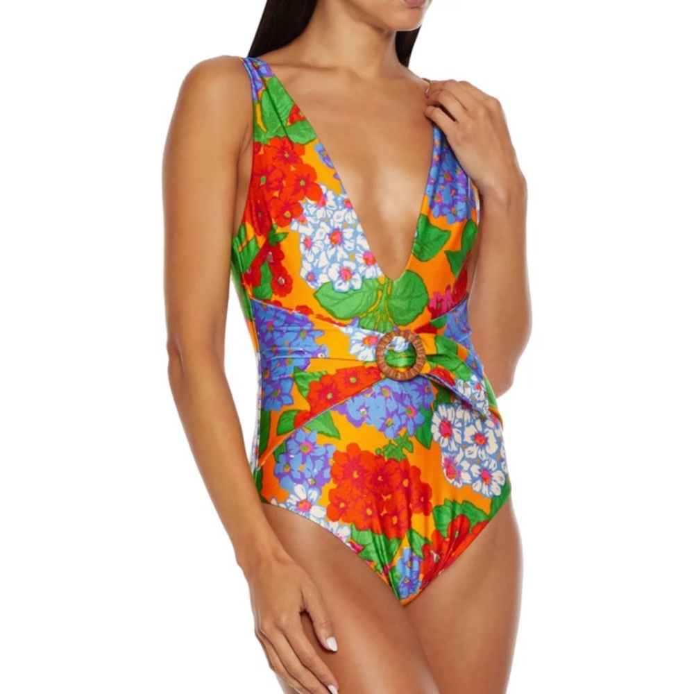 Zimmermann Orange Floral One-Piece Swimsuit